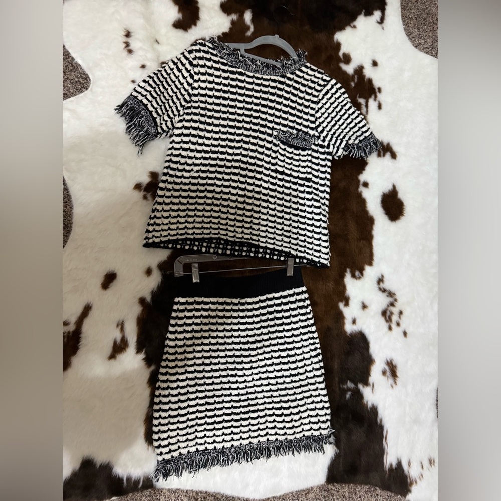 Chic Black and White Knit Set